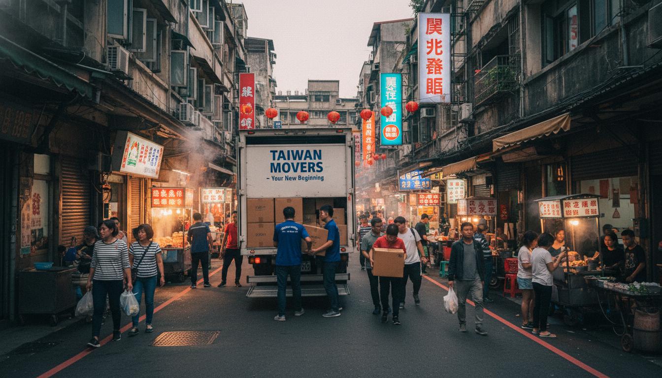 北區花園夜市周邊搬家，搬家貨車在熱鬧街區搬運