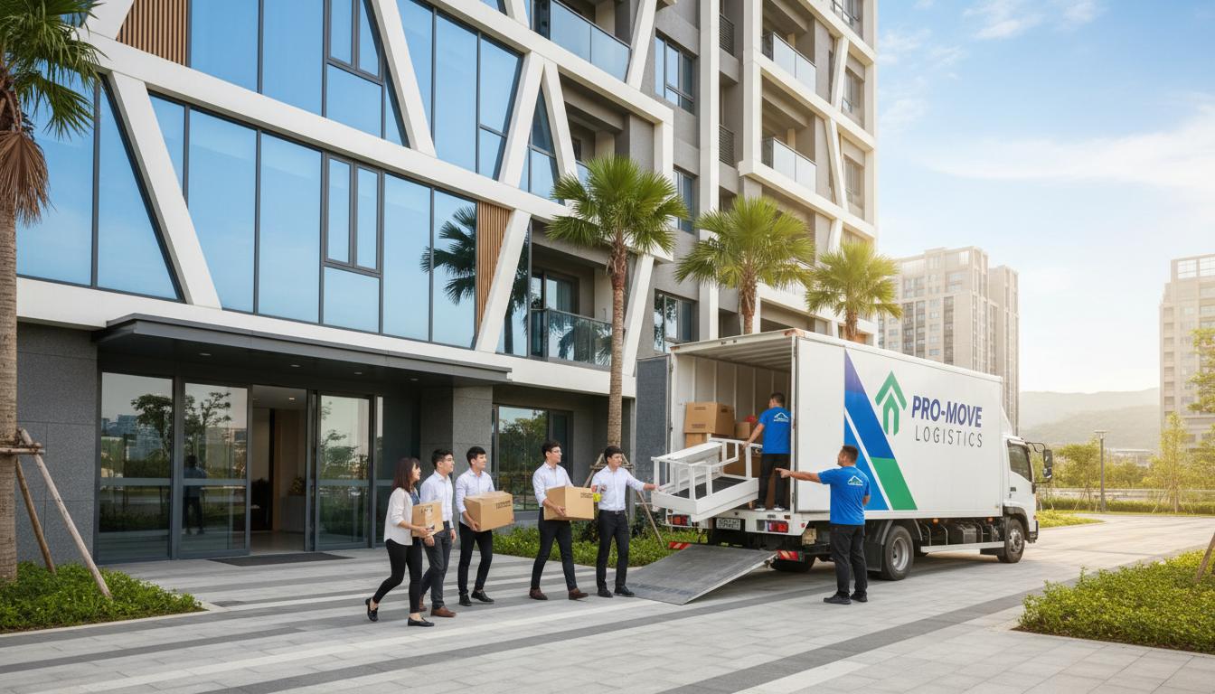 善化區現代住宅社區，搬家貨車在南科周邊新社區搬運